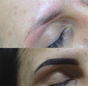 Henna brow coloring before and after